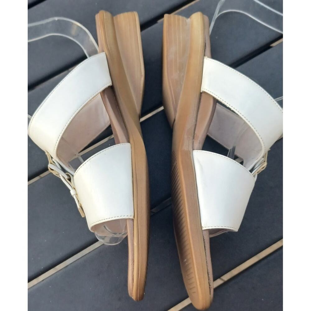 Munro American Ivory Comfort Slide Sandals Women 8.5 Wide Low Heel - Picture 6 of 9